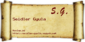 Seidler Gyula névjegykártya